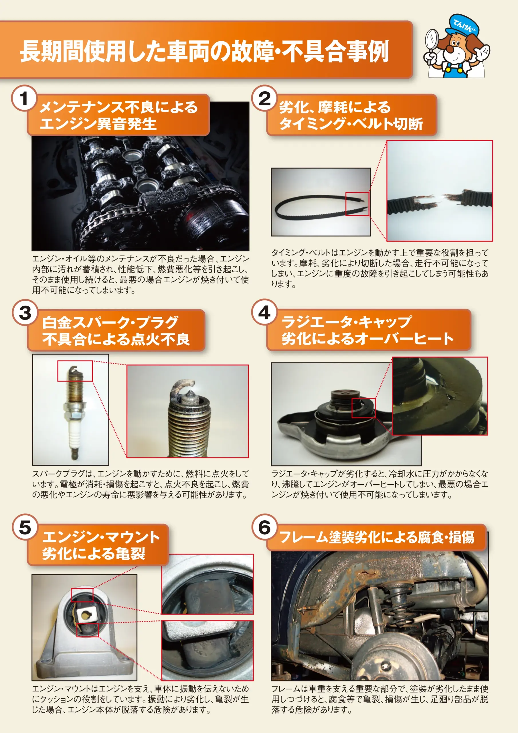 長期間使用した車両の故障・不具合事例