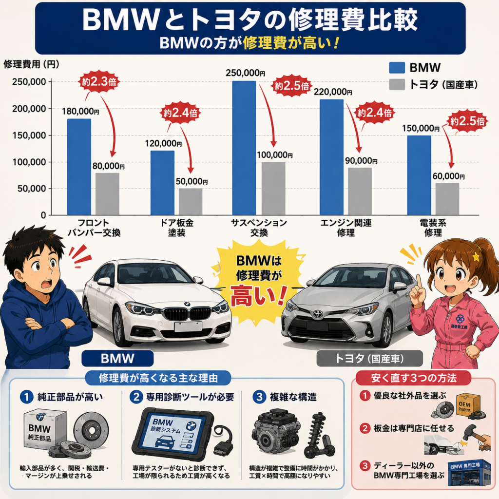 BMWの修理費が高い理由と安く直す3つの方法