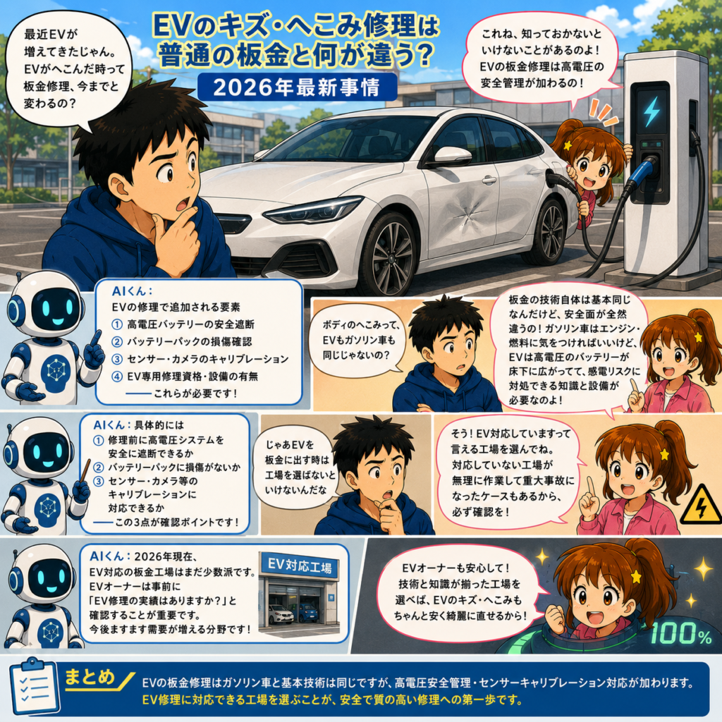 EVのキズ・へこみ修理は普通の板金と何が違う？2026年最新事情