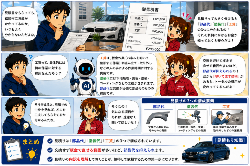 修理にかかる費用の内訳を公開部品代・塗装代・工賃の本当のところ