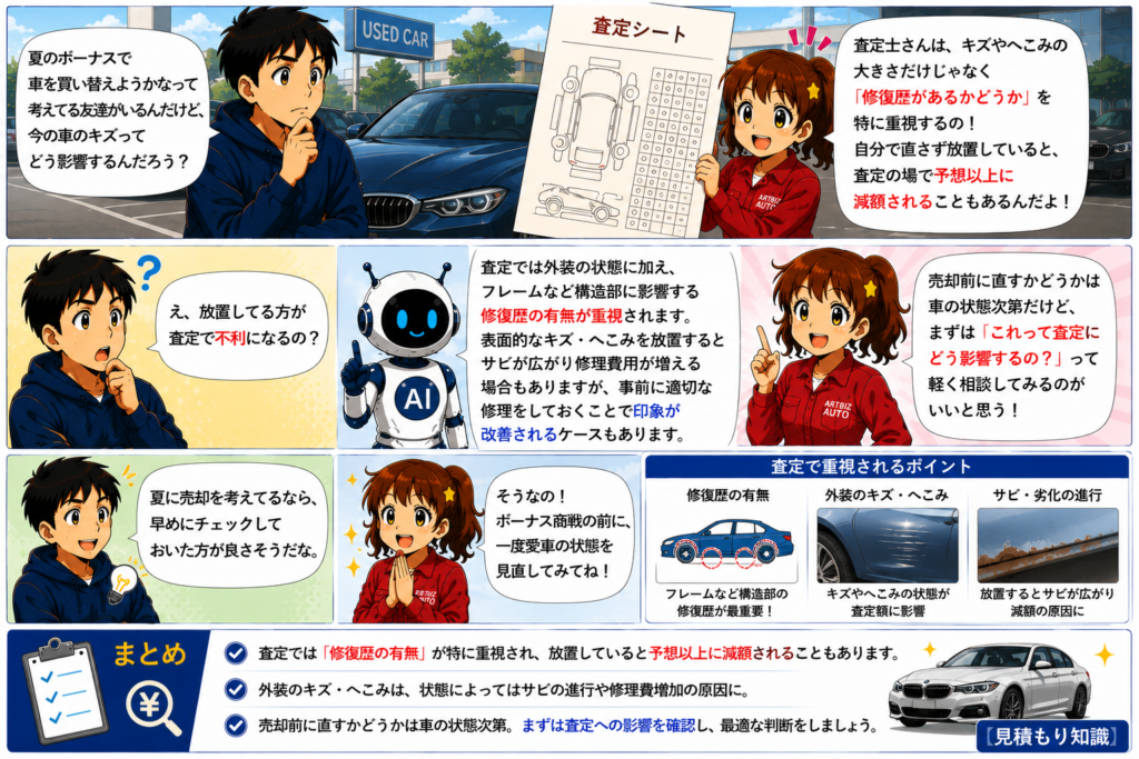 査定士はキズをどう見ている？夏のボーナス時期に売却を考えるなら
