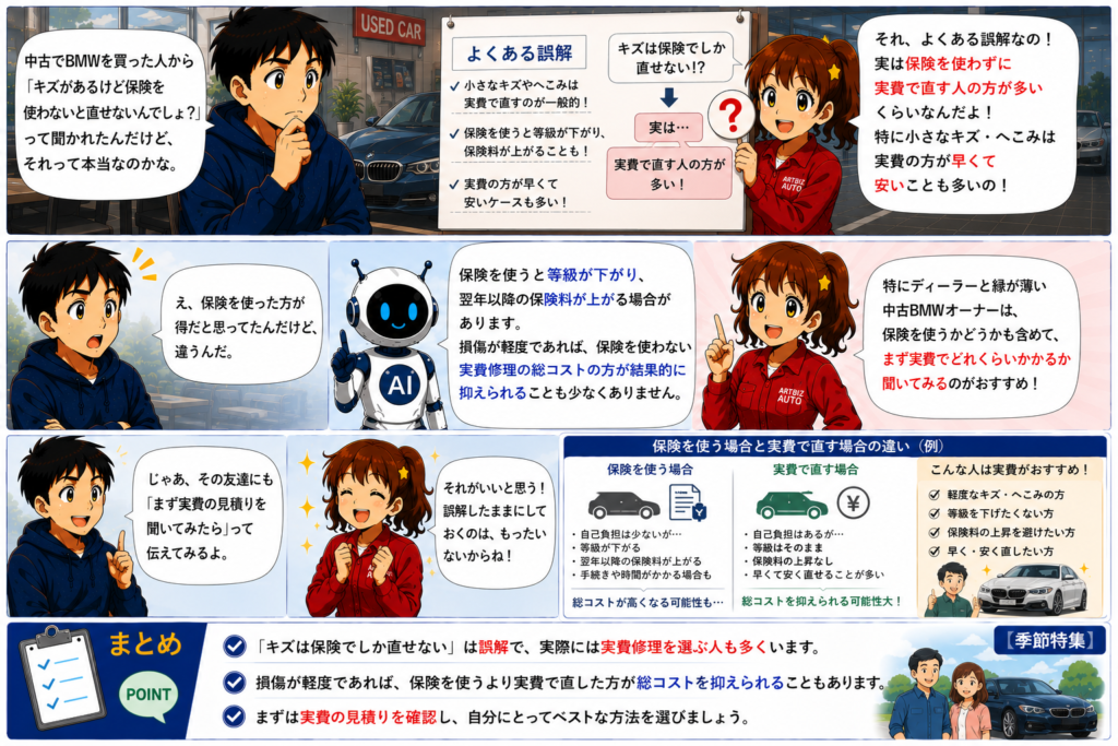 BMW中古車購入後によくある誤解「キズは保険で直すしかない」は本当？