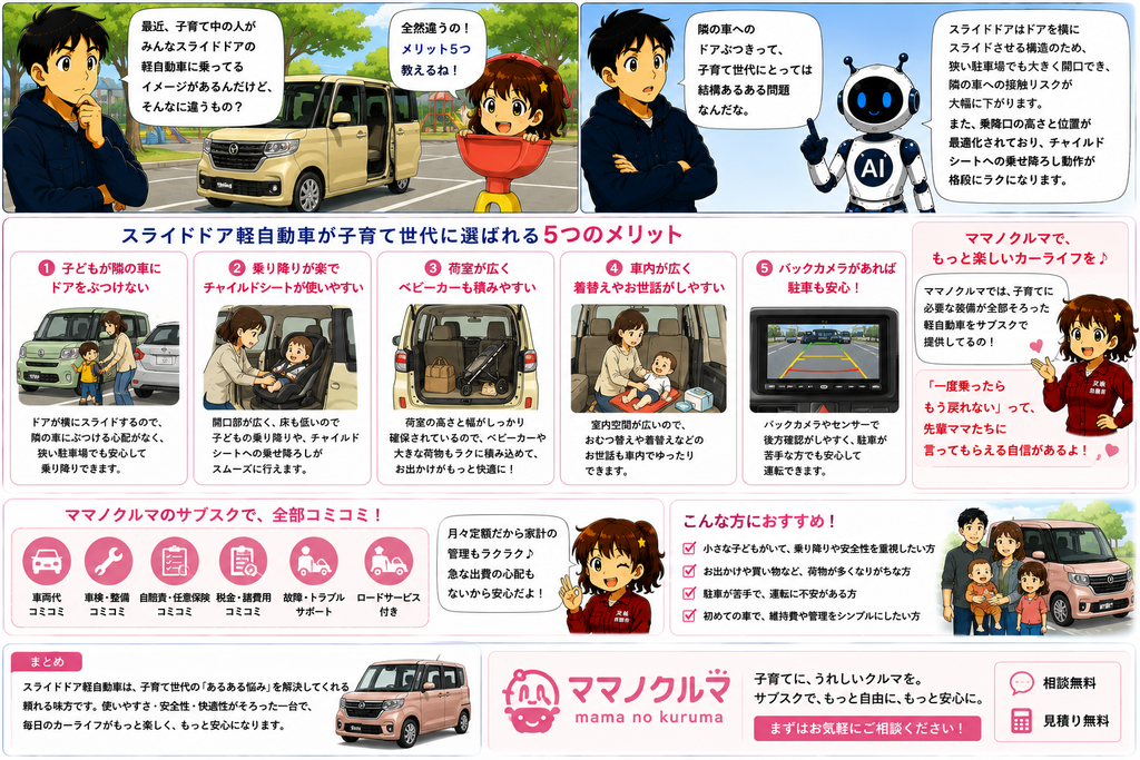 スライドドア軽自動車が子育て世代に選ばれる理由ママ目線で整理した5つのメリット