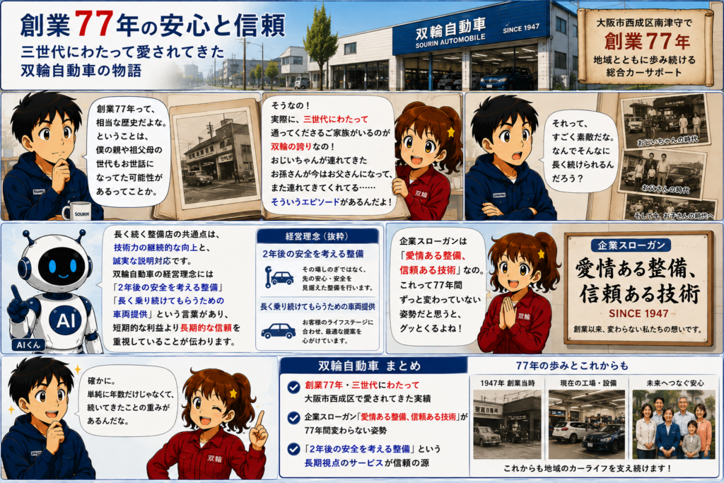 創業77年が証明する「信頼」双輪自動車が選ばれ続ける理由