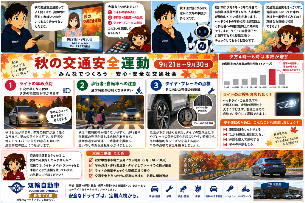 秋の交通安全運動、知ってますか?ドライバーが今すぐできる3つの安全確認